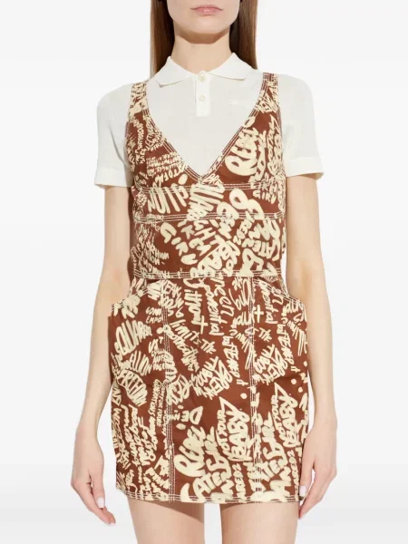 Rochie mini Dsquared2 cu decolteu în V de costum mini maro