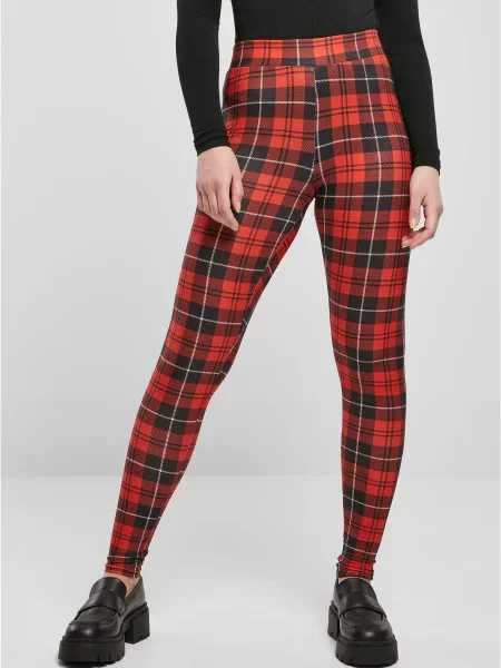 Urban Classics Leggings / negru / alb roșu