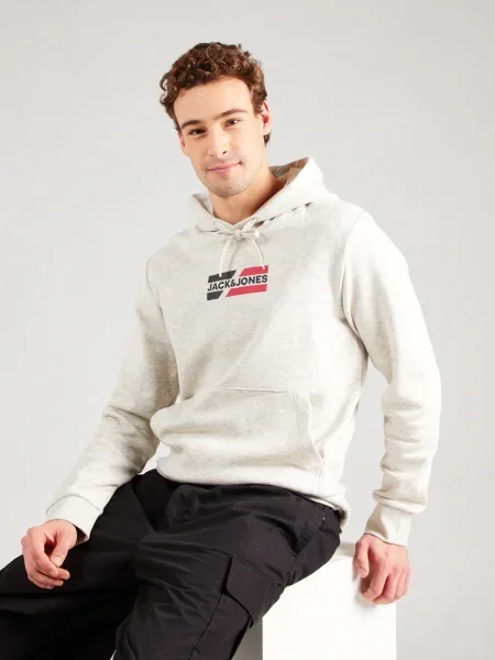 JACK & JONES Mikina JJECORP melírovaná / námornícka modrá / jasne červená béžová
