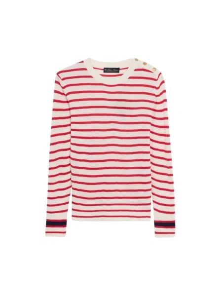 Sweter Brooks Brothers w paski z logo czerwony