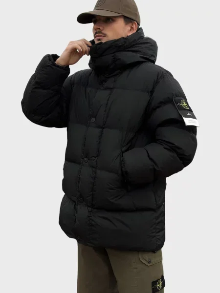 Пуховик Stone Island з камінням чорний