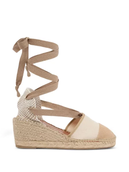 Espadrile Carel Paris cu șireturi cu pană din dantelă
