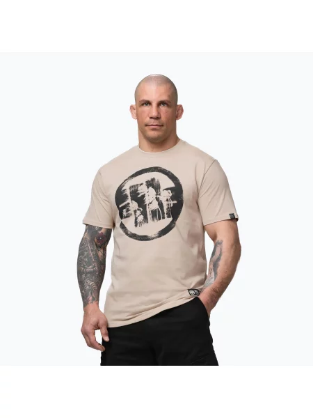 Koszulka Pitbull Logo Palms beżowa