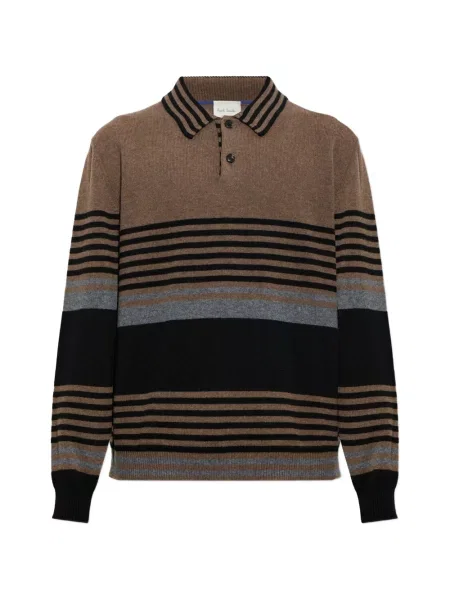 Tricou polo Paul Smith din cașmir cu dungi maro