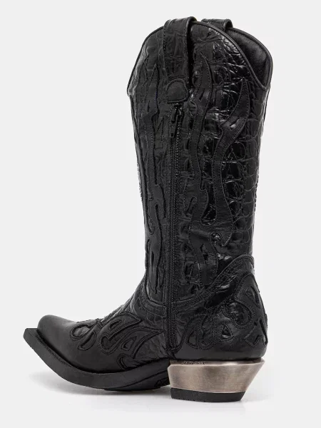 New Rock cizme de piele Nomada Y Firence Negro West Negro-Acero T.Acero negru