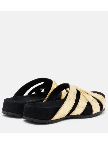Sandale Dries Van Noten din piele de căprioară auriu