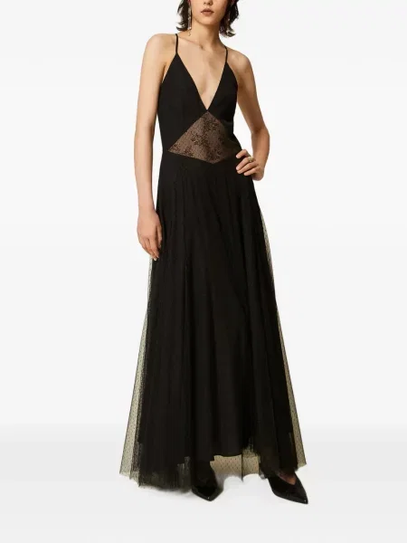 Lung rochie Twinset din tul negru