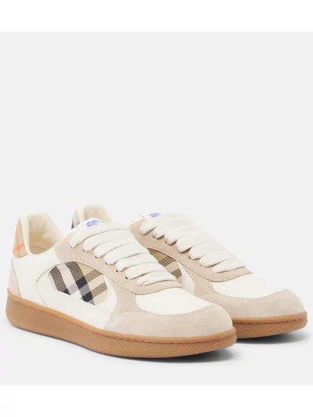 Sneakerși Burberry din piele de căprioară bej
