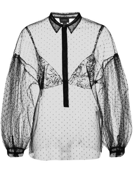 Cămașă Giambattista Valli transparente din dantelă negru