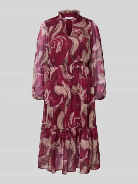 Sukienka midi z dekoltem w serek model Zabaione bordowa