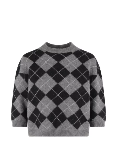Pulover Arch4 din cașmir cu model argyle gri
