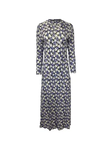 Rochie maxi Rixo cu model floral lungă de costum albastru