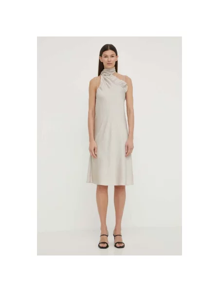 Bruuns Bazaar sukienka AcaciaBBNellie dress mini rozkloszowana beżowy