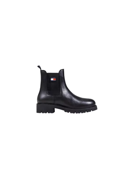 Tommy Jeans sztyblety TJW CHELSEA LEATHER BOOT na płaskim czarny