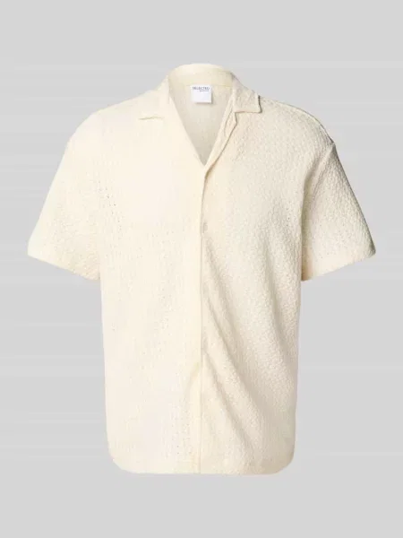 Koszula casualowa o kroju relaxed fit z fakturowanym wzorem model ‘SLHRELAXBANE’ Selected Homme biała