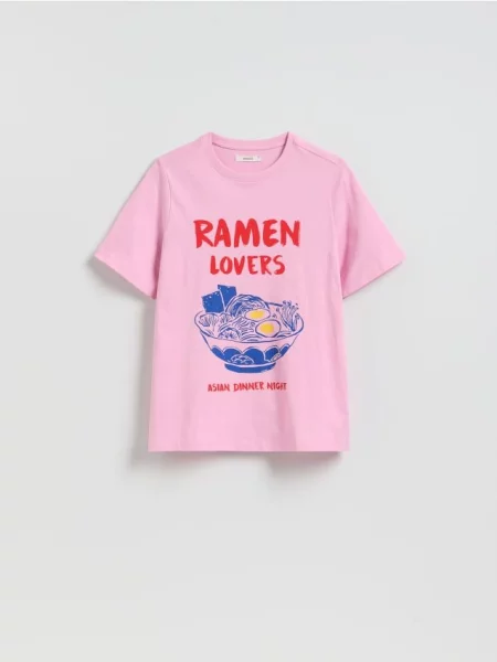 Reserved Tricou din cu imprimeu roz