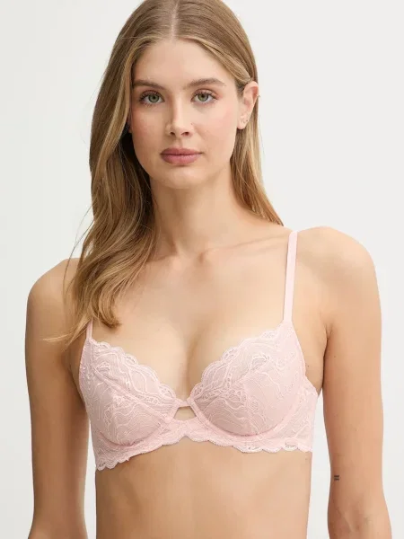 Сутиен Calvin Klein Underwear от дантела с изчистен дизайн розово