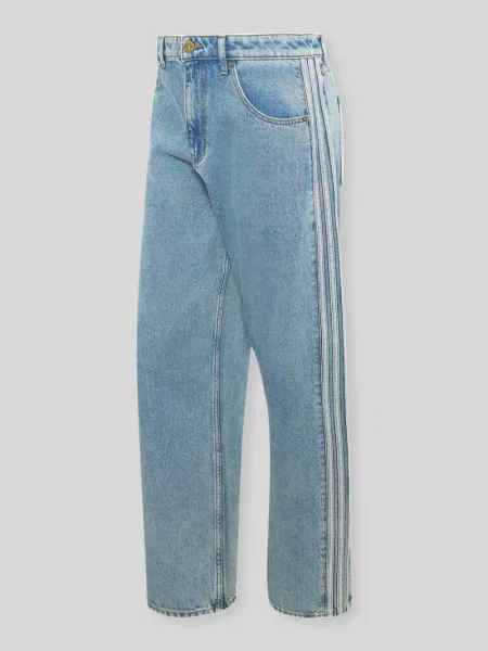 Jeansy z szerokimi nogawkami z czystej bawełny Adidas Originals niebieskie