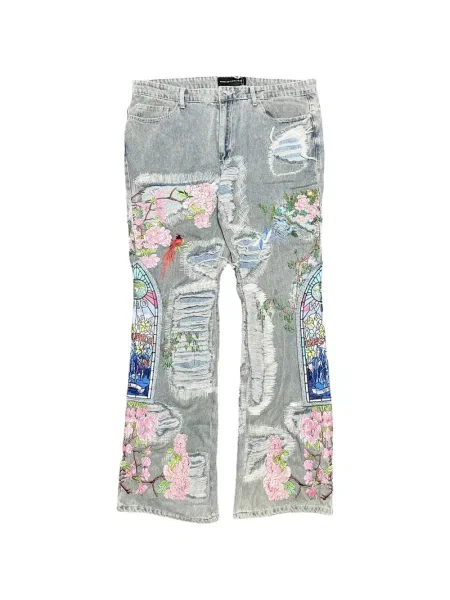 Džíny Who Decides War s dírami modré