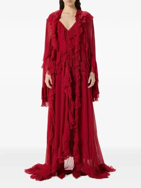 Rochie maxi Blumarine cu volane roșu