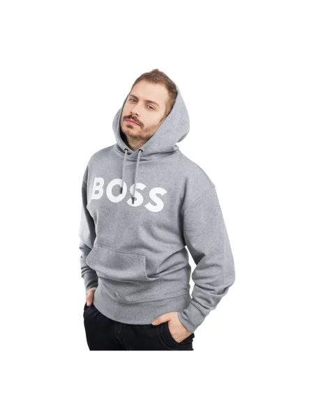 Bluza z kapturem Hugo Boss z kapturem z nadrukiem szara