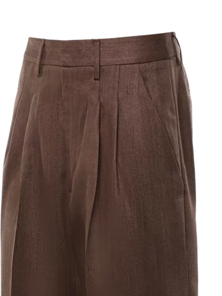 Pantaloni Dondup cu model herringbone maro