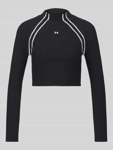 Bluzka z długim rękawem Sport z paski w kontrastowym kolorze Motion LS Mock Under Armour czarna