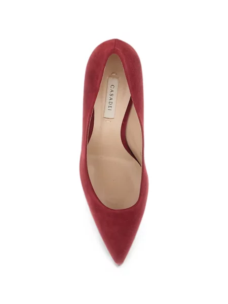 Pantofi cu toc Casadei din piele de căprioară roșu