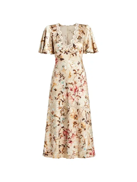 Rochie maxi Guess cu model floral cu imagine din dantelă