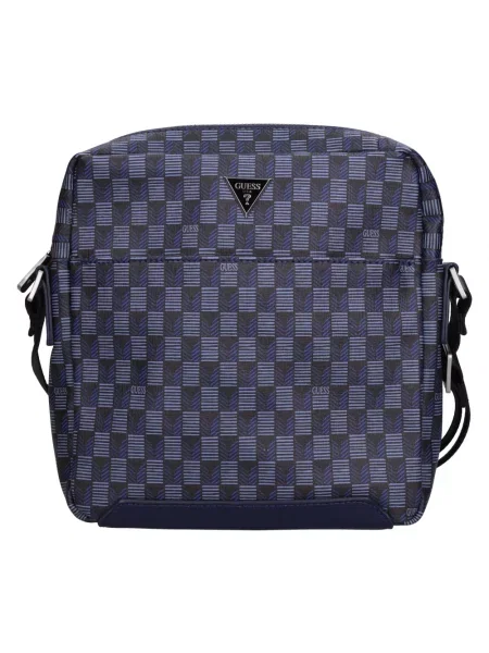 Torba crossbody Guess skórzana niebieska