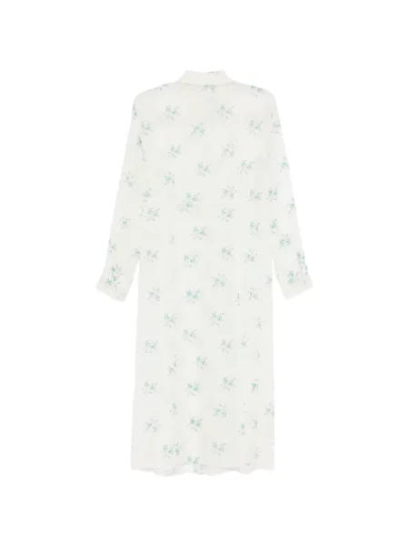 Rochie tip cămașă Auralee de mătase cu model floral cu imagine alb