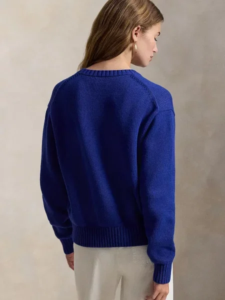 Polo Ralph Lauren Sveter kráľovská modrá / svetlohnedá / červená biela