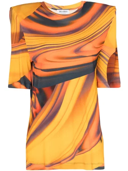 Tricou The Attico cu imagine cu imprimeu abstract portocaliu