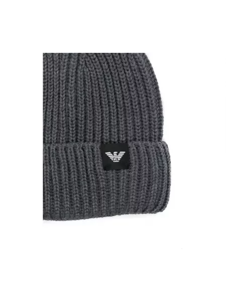 Czapka Emporio Armani wełniana w paski szara
