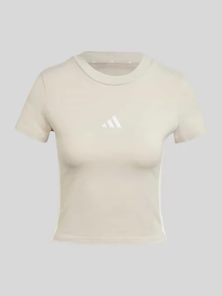 T-shirt o kroju slim fit z mieszanki bawełny z wyhaftowanym logo Adidas Sportswear biała