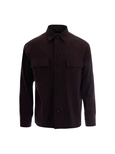 Boss Koszula Cai Comfort Fit Z Lnem braun brązowa