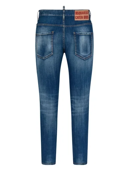 Liesas skinny fit džinsai Dsquared2 su nubrozdinimais mėlyna