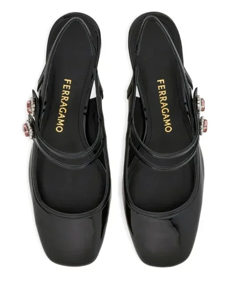 Pantofi cu toc Ferragamo slingback negru