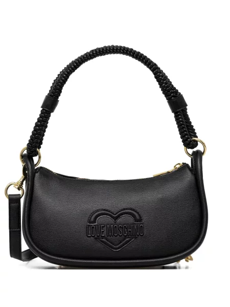 Geantă Love Moschino țesută cu autograf negru