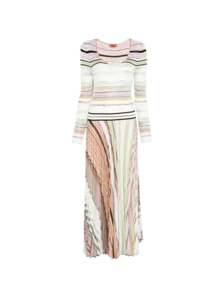 Rochie maxi Missoni cu dungi plisată de costum