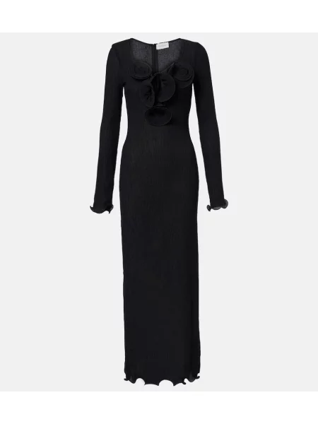 Rochie maxi Magda Butrym cu model floral transparente de costum negru