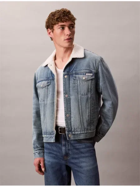 Calvin Klein Jeans Geacă de blugi Sherpa albastru