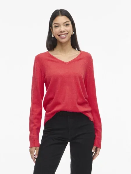 Vila Sweter VIRil Kobiety jednolity M czerwony