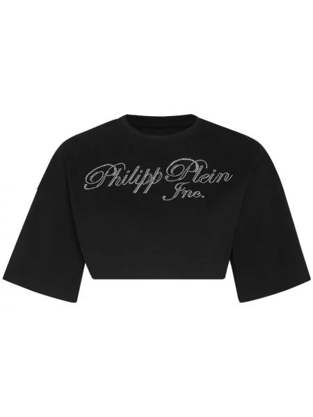 Decupat tricou Philipp Plein cu imagine negru