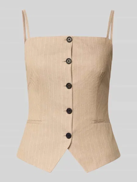 Koszulka na ramiączkach o kroju shaping skinny fit z mieszanki bawełny z dodatkiem lnu Model COPALE' Hugo