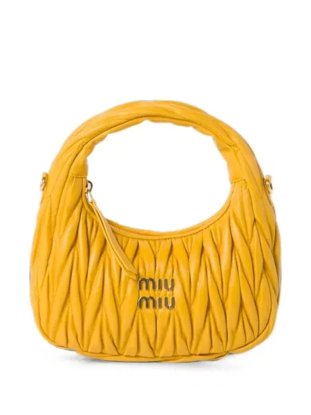 Geanta hobo Miu Miu din piele galben
