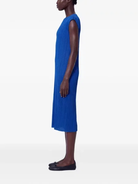 Αμάνικη μίντι φόρεμα Pleats Please Issey Miyake μπλε