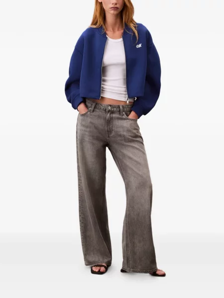 Džínová bunda Calvin Klein Jeans s autogramem modrá