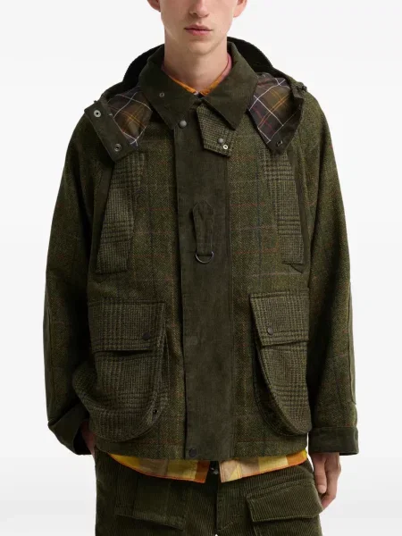 Geacă Barbour de lână în carouri verde