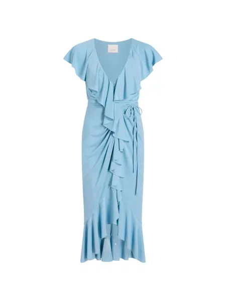 Rochie Cinq A Sept cu volane asimetrică de costum albastru